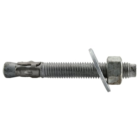 Midwest Fastener Wedge Anchor, 5/8" Dia., 5" L, Steel Hot Dipped Galvanized, 10 PK 53221